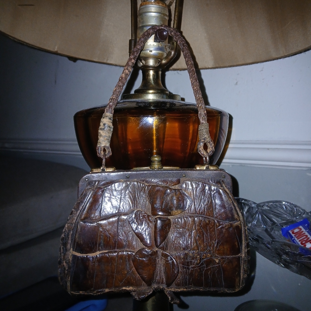 Antique Brown Crocodile Leather Handbag
